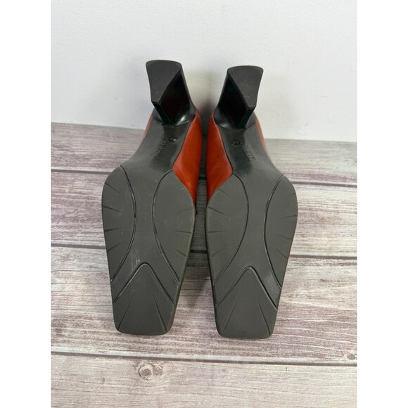 Vintage 90s Enzo Angiolini Women Brown Leather Square Toe Heel Pumps Y2K 9.5M - Picture 5 of 16